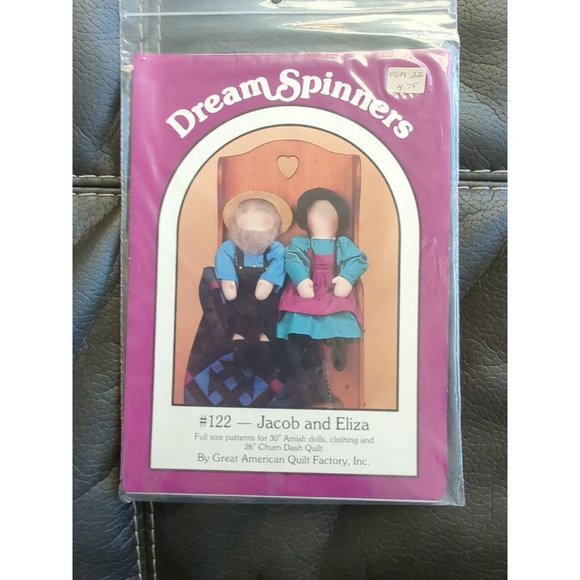 30" Amish Dolls pattern packet  #122 JACOB AND ELIZA 1986 Dream Spinners - Picture 1 of 3